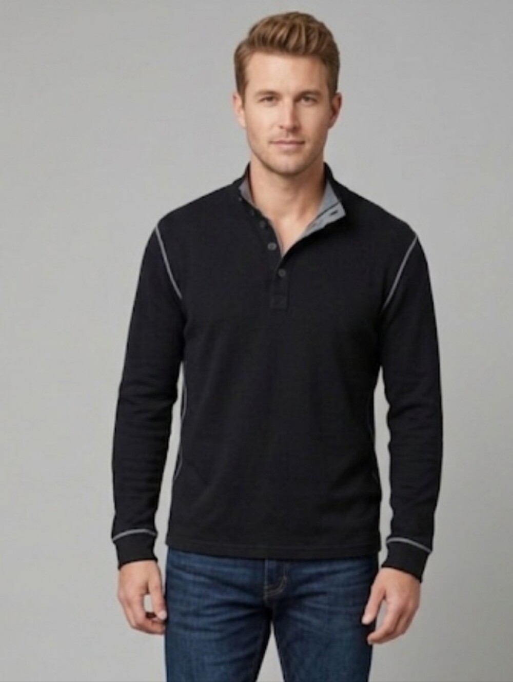 Carbon 2 Cobalt Black Gloaming Cotton Cashmere Blend Sweater Men's Size Large